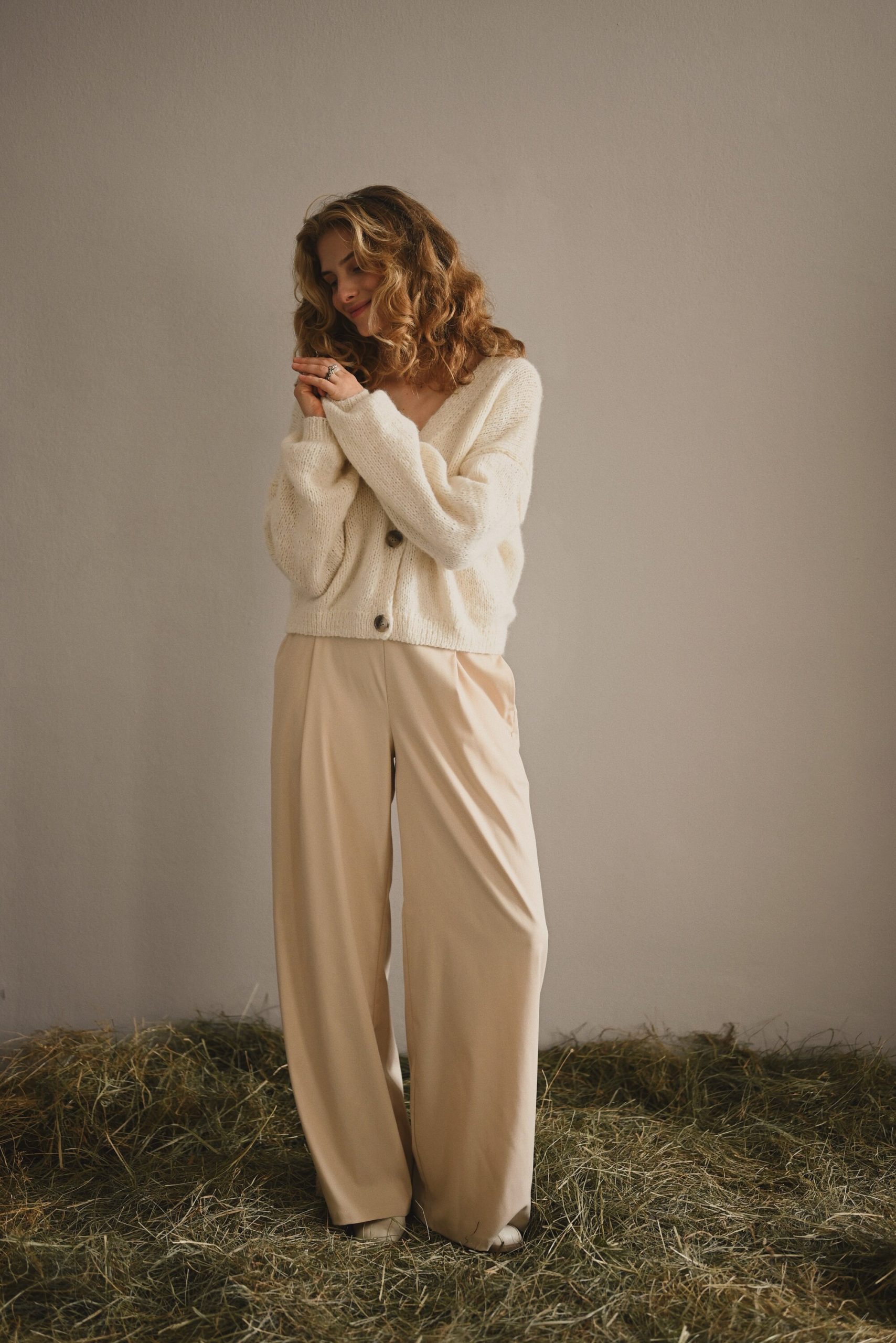 Handcrafted Alpaca Cardigan: Grey Merino Wool Knitwear