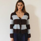 Handmade Mohair Blue Knit Cardigan: Cozy Lightweight Sweater