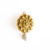 Flower And Bird Jewelry Earrings, Silver Earrings Covered With 24k Gold Plating Natural Pearls