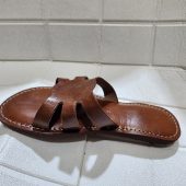 Handmade Moroccan Leather Sandals For Women - Summer Sandals - Brown Leather Slide Sandal - Womens Slippers - Casual Leather Summer Shoes