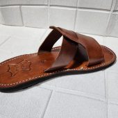 Handmade Moroccan Leather Sandals Men – Brown Artisan Slip On Shoes Gift