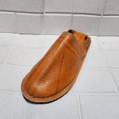 Moroccan Men’s Orange Leather Slip-on Sandals – Handmade Babouche For Him – Natural Leather Slides – Custom Gift Idea – Sizes 40-46 Eu
