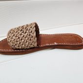 Handmade Moroccan Braided Leather Sandals For Women – Natural Woven Flat Slides – Artisan Marrakech Shoes – Summer Boho Slip-on Flats