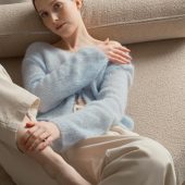 Handmade Mohair Blue Knit Cardigan: Cozy Lightweight Sweater