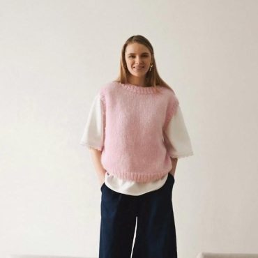 Hand-knitted Pink Mohair Vest: Women's Cozy Knitwear