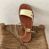 Blond Moroccan Leather Sandals – Handmade Women Flats – Custom Fit Design